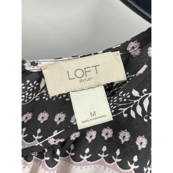 Ann Taylor Loft Women's Striped Floral Print Sleeveless Top Shirt Blouse Size M - Picture 3 of 12